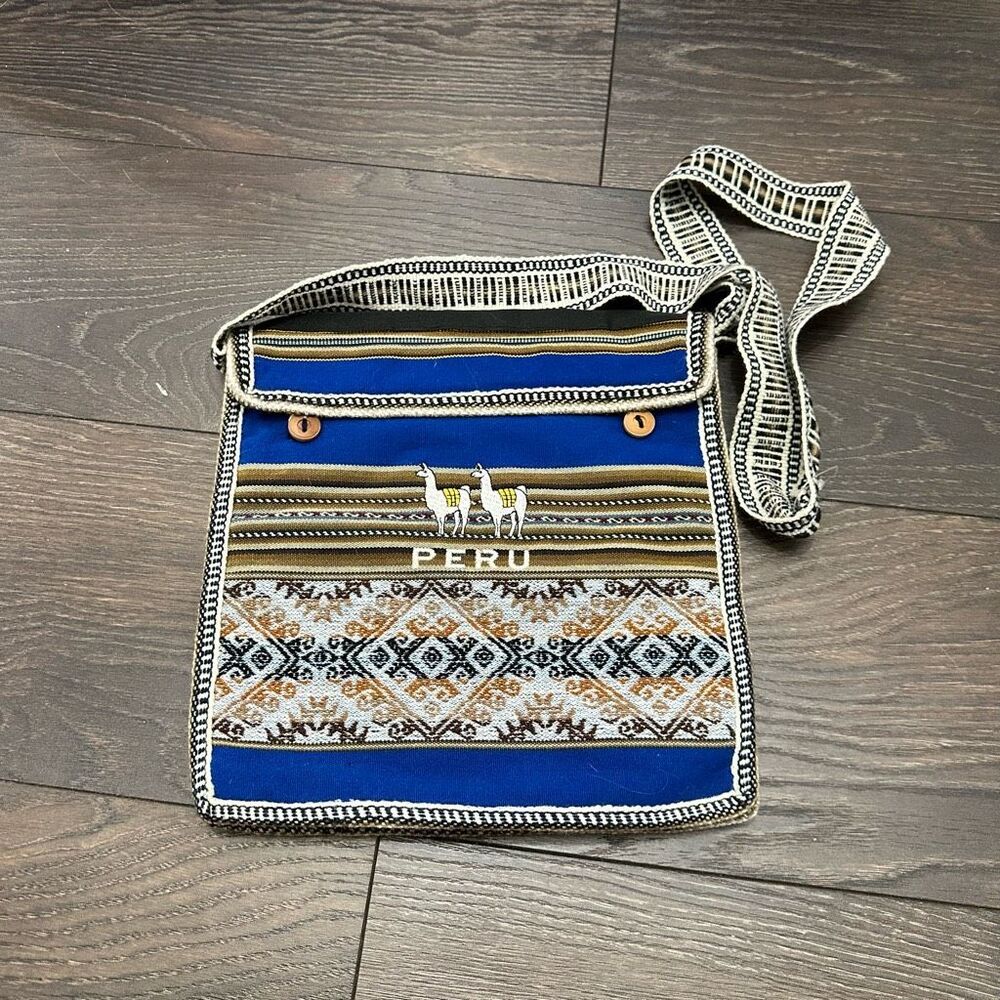 Handmade Peru Aztec Patterned Crossbody Bag Purse New